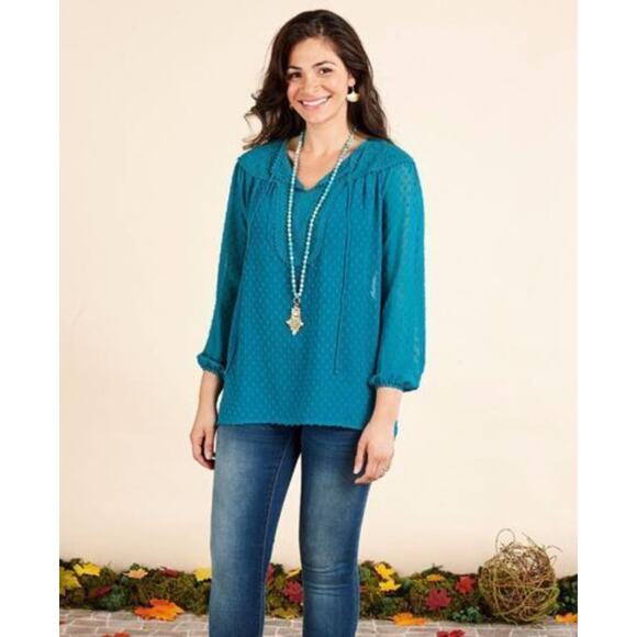 Matilda Jane Tops - Matilda Jane Charisma Top Sheer Swiss Dot Once Upon A Time Eyelet Shirt